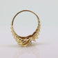 14K Diamond Bypass ring. Lobster Tail Sfogliatella Croissant Pastry Ring. Toi et moi band. Yellow Gold ring. st(92)