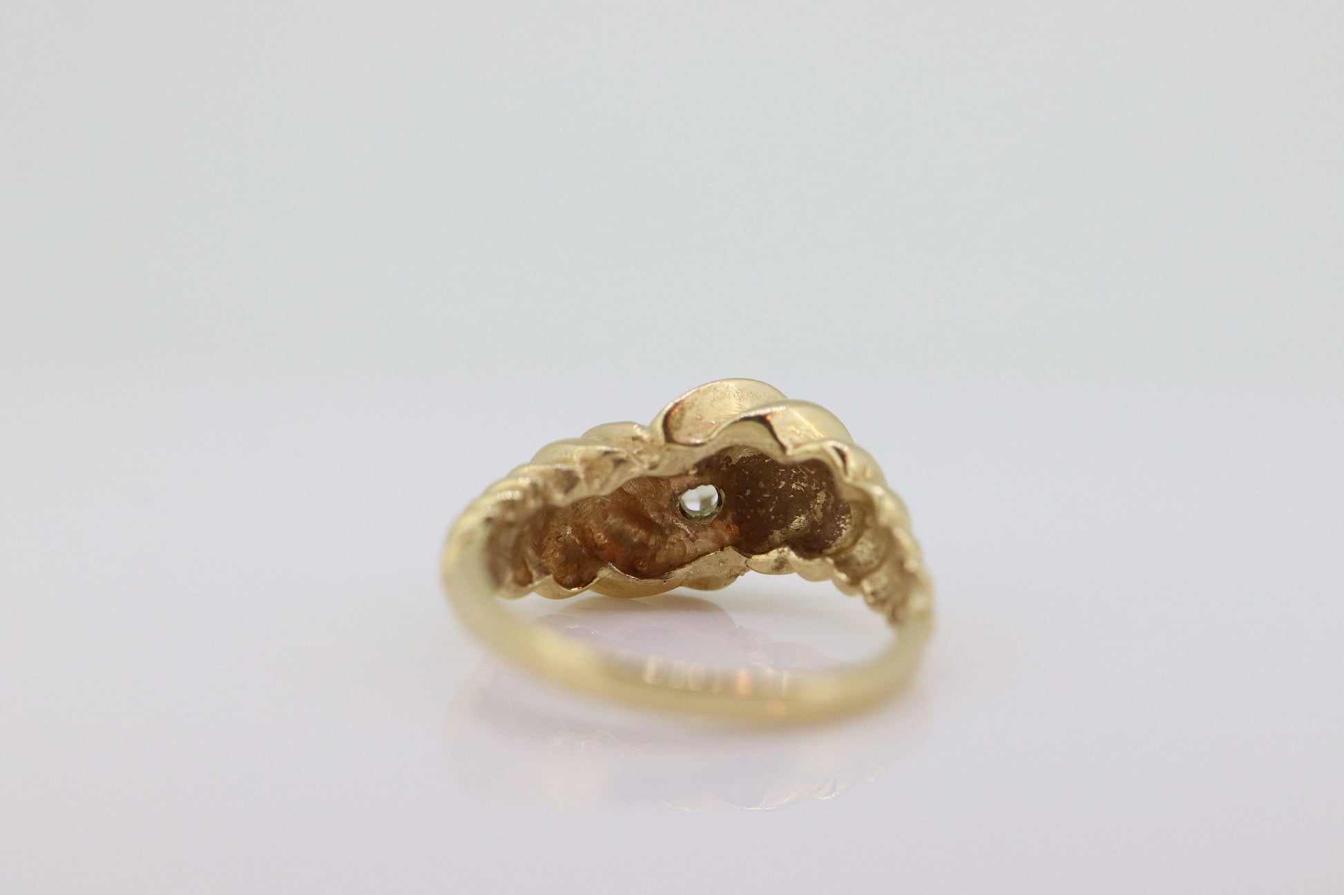 14K Diamond Bypass ring. Lobster Tail Sfogliatella Croissant Pastry Ring. Toi et moi band. Yellow Gold ring. st(92)