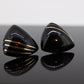 14k Carved Onyx Triangle Earrings. Carved Gemstone Onyx Gold Inlay stud earrings. st(37)