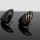 14k Carved Onyx Triangle Earrings. Carved Gemstone Onyx Gold Inlay stud earrings. st(37)