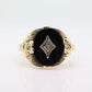 10k Onyx Oval and diamond ring. 10k gold onyx ring. Vintage Mourning Ring. st(109)
