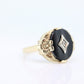 10k Onyx Oval and diamond ring. 10k gold onyx ring. Vintage Mourning Ring. st(109)