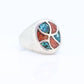 Heavy ZUNI Sterling Silver Signet ring. Navajo Turquoise cluster and Oyster Cluster Ring.  St(14)