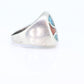 Heavy ZUNI Sterling Silver Signet ring. Navajo Turquoise cluster and Oyster Cluster Ring.  St(14)