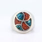 Heavy ZUNI Sterling Silver Signet ring. Navajo Turquoise cluster and Oyster Cluster Ring.  St(14)