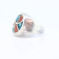 Heavy ZUNI Sterling Silver Signet ring. Navajo Turquoise cluster and Oyster Cluster Ring.  St(14)