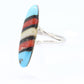 Heavy ZUNI Sterling Silver Signet ring. Navajo Turquoise Oyster Onyx MOP Cluster Ring.  St(14)