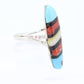 Heavy ZUNI Sterling Silver Signet ring. Navajo Turquoise Oyster Onyx MOP Cluster Ring.  St(14)