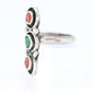 ZUNI Sterling Silver Signet ring. Navajo Green Turquoise Oyster Trio Cluster Ring.  St(14)