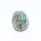 Zuni Navajo Large Sterling Silver Signet ring. Turquoise Bezel set Ring.  St(15)