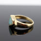 14k Opal inlay ring. Triangle OPAL bezel set ring. Made by BO. st(207)