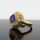 14k Bubble Turquoise and Amethyst stone Ring. 14k Turquoise Amethyst Candy Cocktail Ring st(295)