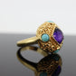 14k Bubble Turquoise and Amethyst stone Ring. 14k Turquoise Amethyst Candy Cocktail Ring st(295)