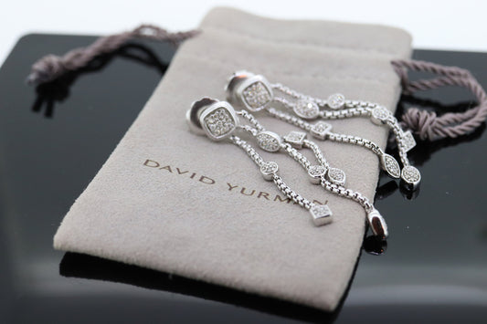 David Yurman DIAMOND Sterling Silver CABLE Drop Earrings.  David Yurman CONFETTI Diamond strand dangle earrings st(212)