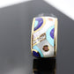 Asch Grossbardt Dome Pendant 14K Yellow Gold Inlaid Gemstone Ring Mother of Pearl Lapis Turquoise DIAMOND Pendant  st(339)