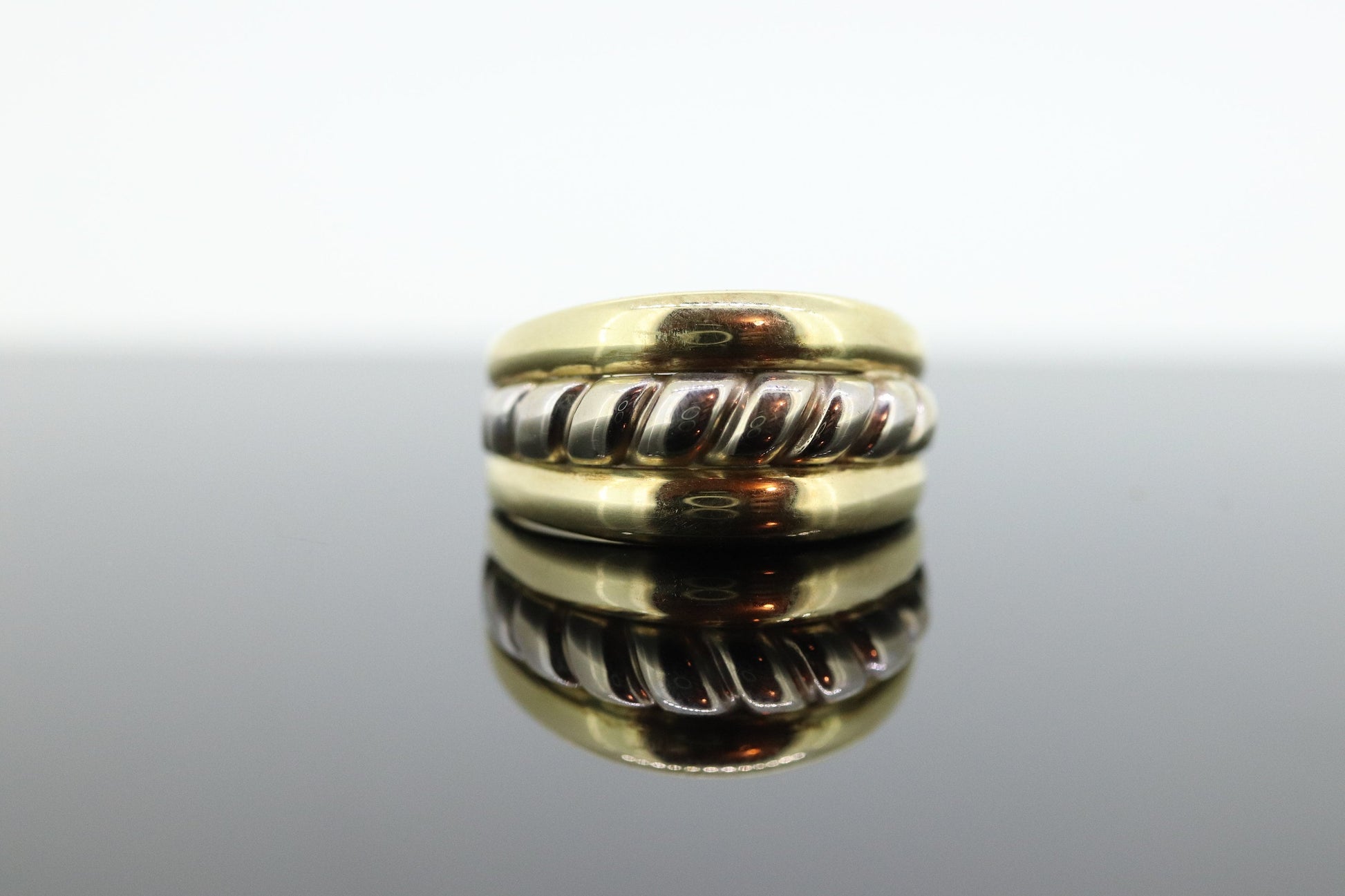 Cable Wide Dome 14k Yellow Gold Band. Italian  Milor 14k DOME Multi Tone band. st(167)