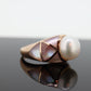 14k Large Mabe and MOP Ring. 14k Rose Gold Mother of Pearl inlay and  Pearl Solitaire ring. st(31-1)