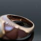 14k Large Mabe and MOP Ring. 14k Rose Gold Mother of Pearl inlay and  Pearl Solitaire ring. st(31-1)