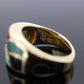 Bagley & Hotchkiss Dome RING 14K Yellow Gold Inlaid Gemstone Ring Mother of Pearl Lapis Turquoise DIAMOND RING  st(36-7)