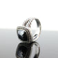 David Yurman ALBION Hematite Diamond ring. Sterling Diamond Halo Hematite Cable ring. st(236)