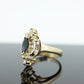 14k Sapphire Diamond Halo ring. Large Marquise SAPPHIRE with 2/3ctw Diamonds Cluster cocktail ring. st(138)