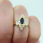 14k Sapphire Diamond Halo ring. Large Marquise SAPPHIRE with 2/3ctw Diamonds Cluster cocktail ring. st(138)