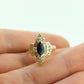 14k Sapphire Diamond Halo ring. Large Marquise SAPPHIRE with 2/3ctw Diamonds Cluster cocktail ring. st(138)