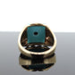 10k Turquoise and diamond ring. Heavy Mens Turquoise and center diamond multi-tone Rose green yellow gold ring. st(350)