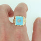 10k Turquoise and diamond ring. Heavy Mens Turquoise and center diamond multi-tone Rose green yellow gold ring. st(350)