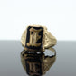 10k ONYX L I or E ring. 10k Letter L or E statement ring. Calligraphy L or E initial Men or Women ring. st(86)