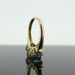 Blue TOPAZ 3 stone past present future ring. 10k THL Samuel Aaron. st(37)