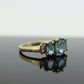 Blue TOPAZ 3 stone past present future ring. 10k THL Samuel Aaron. st(37)