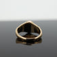 Signet Ring. 10k Yellow gold with STORK Bird Embossed shoulders. engraved HK can be engraved. st(37)