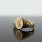 Signet Ring. 10k Yellow gold with STORK Bird Embossed shoulders. engraved HK can be engraved. st(37)