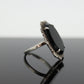 Sterling Silver Oval Onyx ring. Engraved Outline Vintage. st(37)