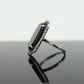 Sterling Silver Oval Onyx ring. Engraved Outline Vintage. st(37)