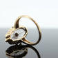 10k Camphor Glass Diamond Oval ring. Art Deco Filigree Frosted Rock Crystal Ring with a diamond. st(230)