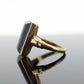 10k ONYX Cabochon ring. Rectangle Onyx bezel set victorian mourning ring. PSCO. st(105)