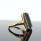 10k ONYX Cabochon ring. Rectangle Onyx bezel set victorian mourning ring. PSCO. st(105)
