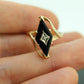 10k ONYX and diamond ring. KITE Rhombus Onyx set victorian mourning ring. st(138)