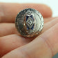 Antique ROUND SHIELD ring. 14k TRILOGY three diamond and sapphire shield ring. 14k Art Deco trio triple diamond shield ring. st(207)