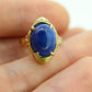 10k Lapis Lazuli  Ring. Oval Cabochon Lapis bezel set into bezel setting. Very unique. Pinky ring St(52) Sz3