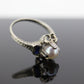 Antique Pearl Sapphire ring. 20k white gold engraved Open ring. 1920s 20k Gold Engraved band. st(276)