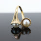 14k Pearl Wrap bypass ring. 14k Yellow gold Pearl FLUTE Funnel ring with AKOYA pearl. Pearl Wrap around Bypass ring. st(86)