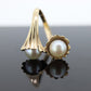 14k Pearl Wrap bypass ring. 14k Yellow gold Pearl FLUTE Funnel ring with AKOYA pearl. Pearl Wrap around Bypass ring. st(86)