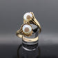 14k Pearl Wrap bypass ring. 14k Yellow gold Pearl FLUTE Funnel ring with AKOYA pearl. Pearl Wrap around Bypass ring. st(86)