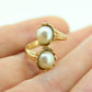 14k Pearl Wrap bypass ring. 14k Yellow gold Pearl FLUTE Funnel ring with AKOYA pearl. Pearl Wrap around Bypass ring. st(86)