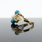 10k Turquoise and Pearl cluster ring. Bypass Turquoise and Pearl Bead Sphere Ball cluster set ring st(95)