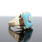 10k Turquoise and diamond ring. Heavy Mens Turquoise and center diamond multi-tone Rose green yellow gold ring. st(350)