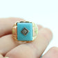 10k Turquoise and diamond ring. Heavy Mens Turquoise and center diamond multi-tone Rose green yellow gold ring. st(350)